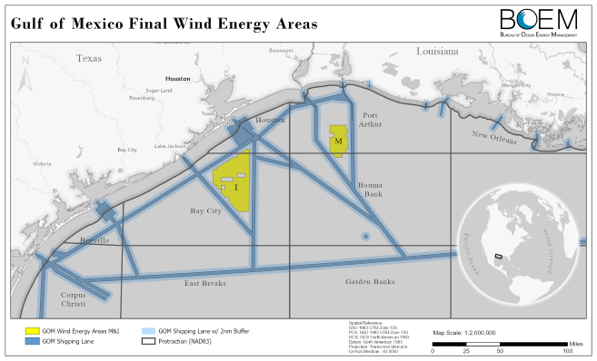 Wind Energy Areas identified in the Gulf of Mexico